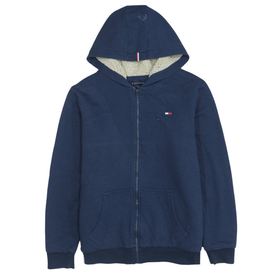 Tommy Hilfiger Boys Blue Full Zip Hoodie Sherpa Lined Size 176