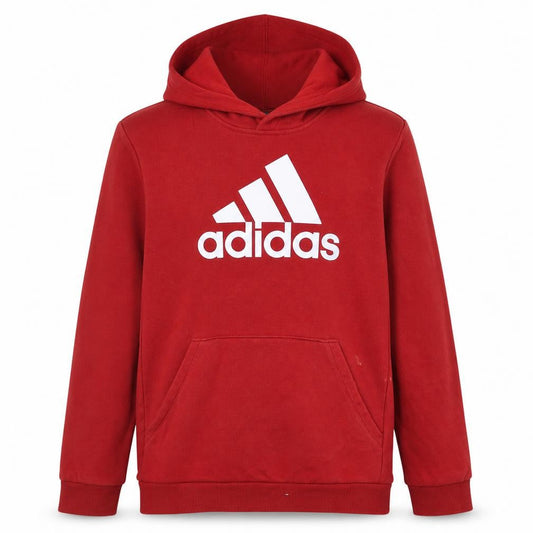Adidas Boys Red Pullover Hoodie 13-14 Years Cotton Blend Logo Sportswear