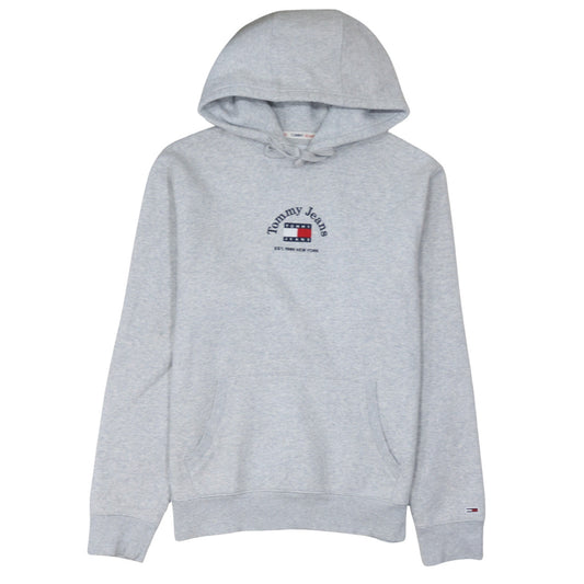 Tommy Jeans Men's Grey Pullover Hoodie M Embroidered Logo