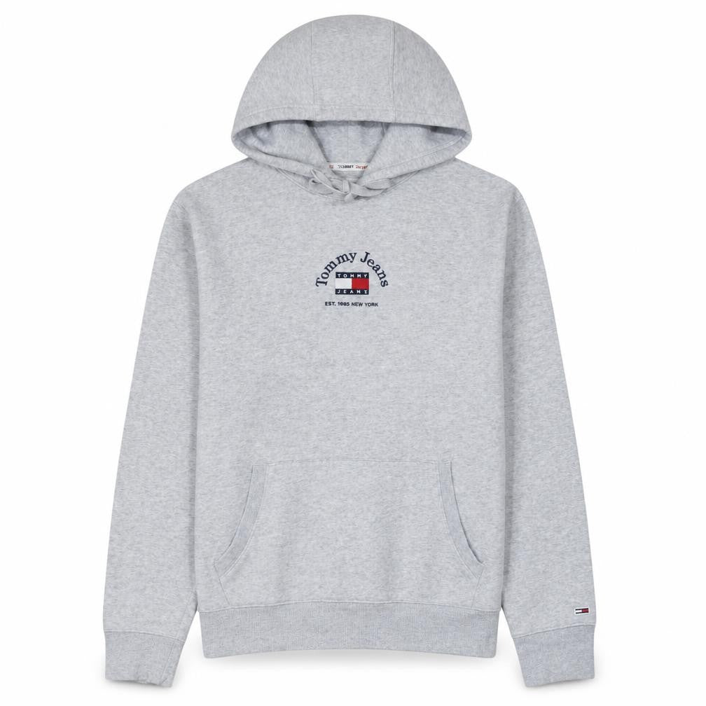 Tommy Jeans Men's Grey Pullover Hoodie M Embroidered Logo