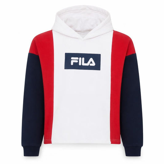 Fila Women's Red White Navy Colourblock Pullover Hoodie Size S