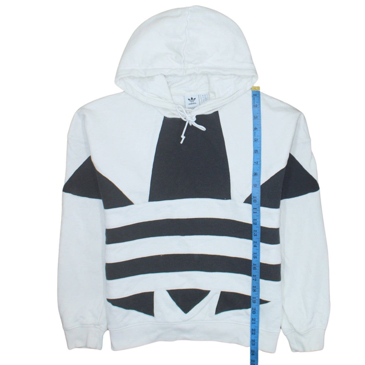 Adidas Womens White Black Hooded Pullover Sweatshirt XS