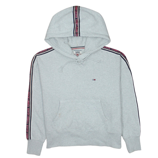 Tommy Jeans Womens Grey XS Pullover Hoodie Logo Tape Trim Casual