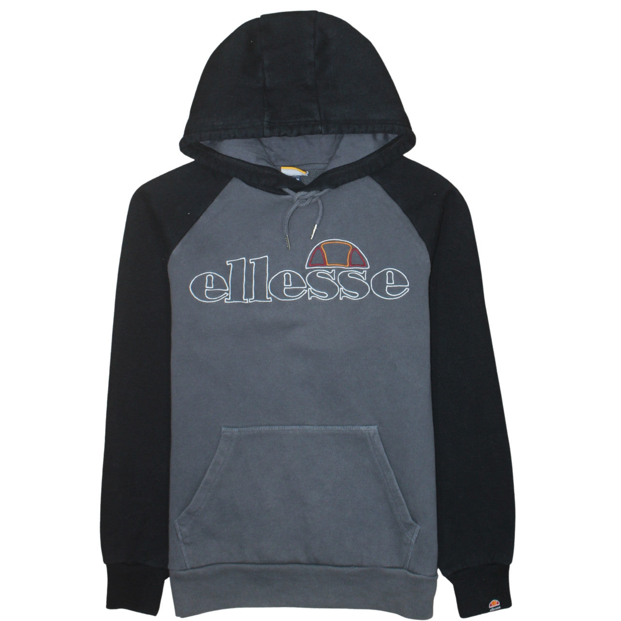 Ellesse Men’s Grey Black Pullover Hoodie M Embroidered Logo Sweatshirt