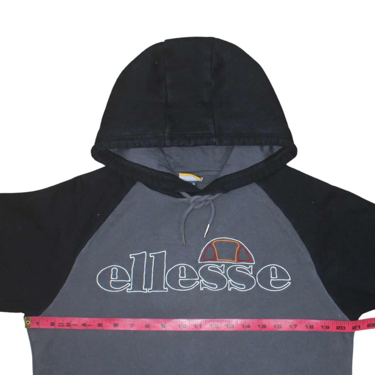 Ellesse Men’s Grey Black Pullover Hoodie M Embroidered Logo Sweatshirt