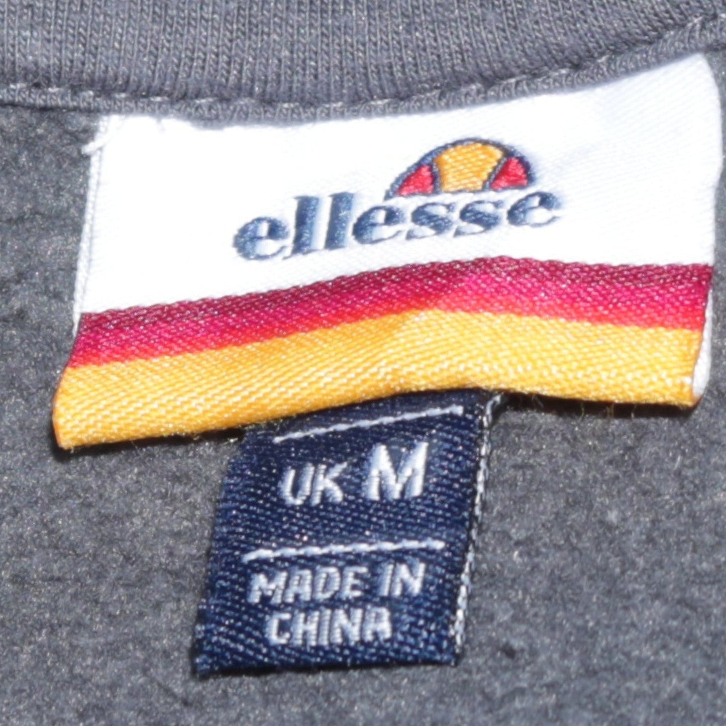 Ellesse Men’s Grey Black Pullover Hoodie M Embroidered Logo Sweatshirt