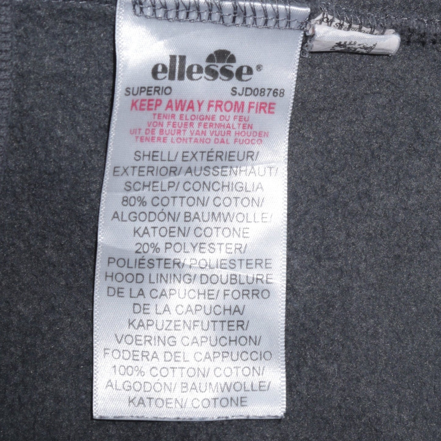 Ellesse Men’s Grey Black Pullover Hoodie M Embroidered Logo Sweatshirt