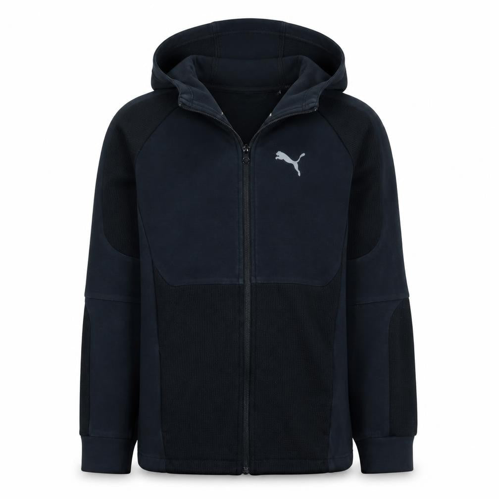 Front view of Puma Women's Black Full Zip Hoodie, size 12, UK Sportswear