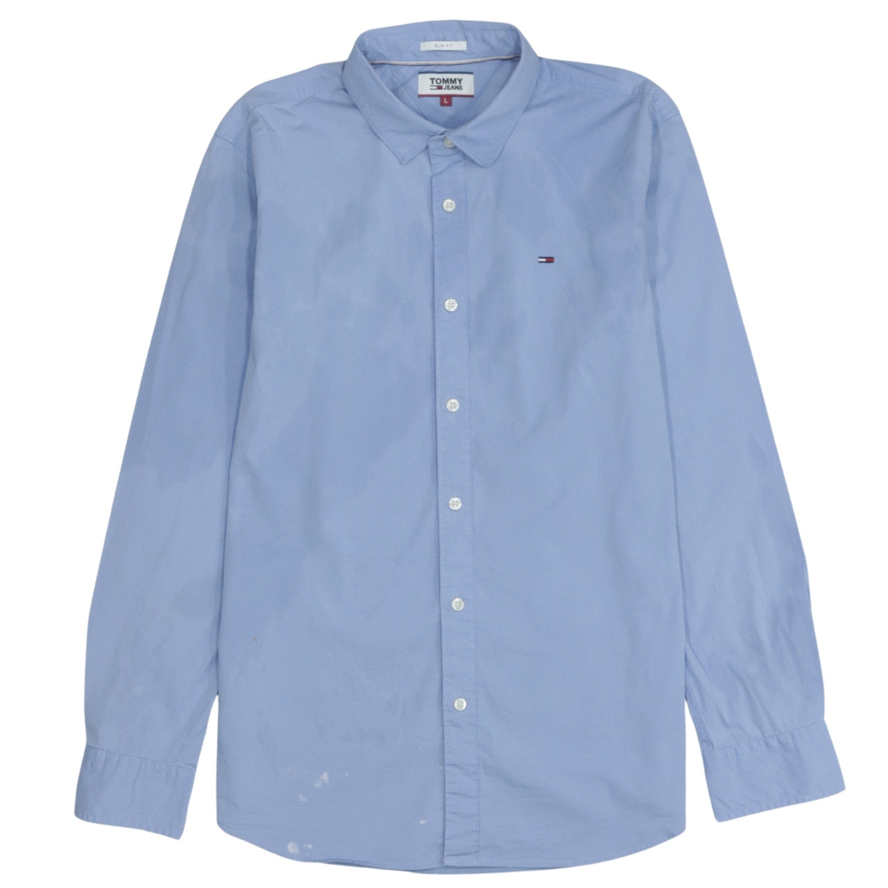 Tommy Jeans Men Blue Slim Fit Long Sleeve Button-Up Shirt L