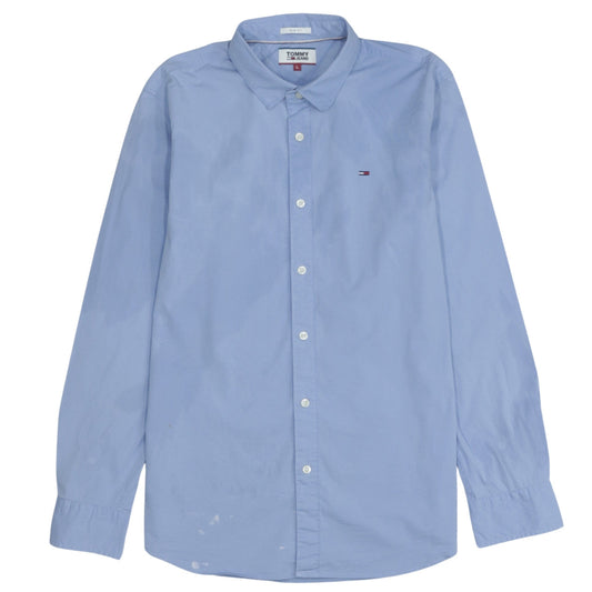 Tommy Jeans Men Blue Slim Fit Long Sleeve Button-Up Shirt L