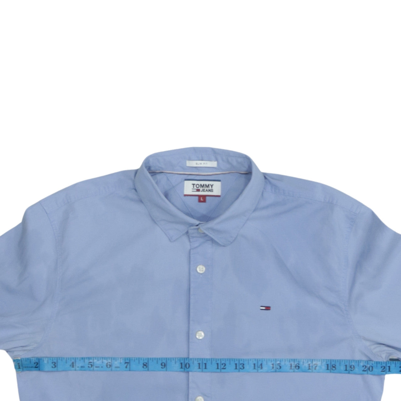 Tommy Jeans Men Blue Slim Fit Long Sleeve Button-Up Shirt L