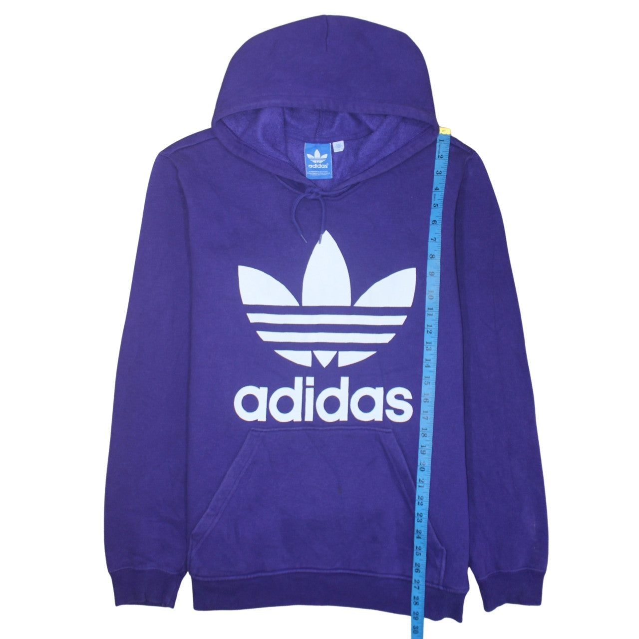 Adidas Mens Purple Pullover Hoodie L Logo Graphic Sweatshirt