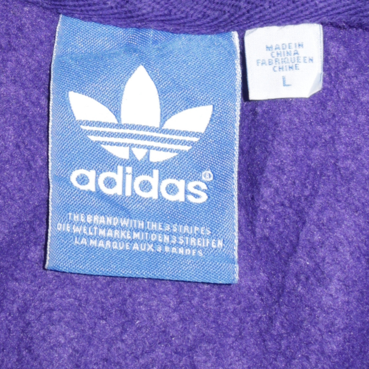 Adidas Mens Purple Pullover Hoodie L Logo Graphic Sweatshirt