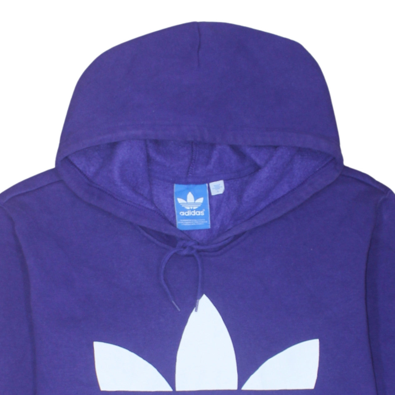 Adidas Mens Purple Pullover Hoodie L Logo Graphic Sweatshirt