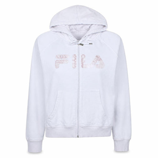 Fila Womens White Full Zip Hoodie Size M Cotton Blend Logo Sweatshirt