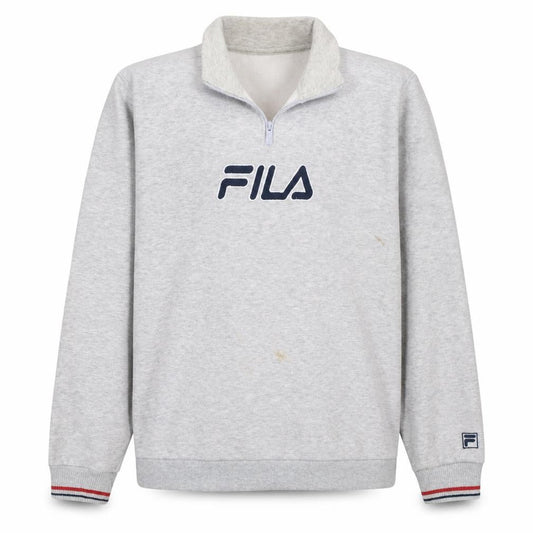FILA Men's Grey XL 1/4 Zip Pullover Sweatshirt Classic Logo