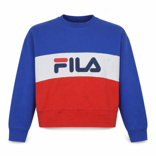 Fila Womens Blue Red Colourblock Crew Neck Sweatshirt Size S