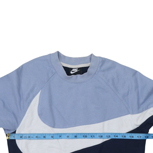 Nike Men's Blue Colour Block Crew Neck Sweatshirt XS