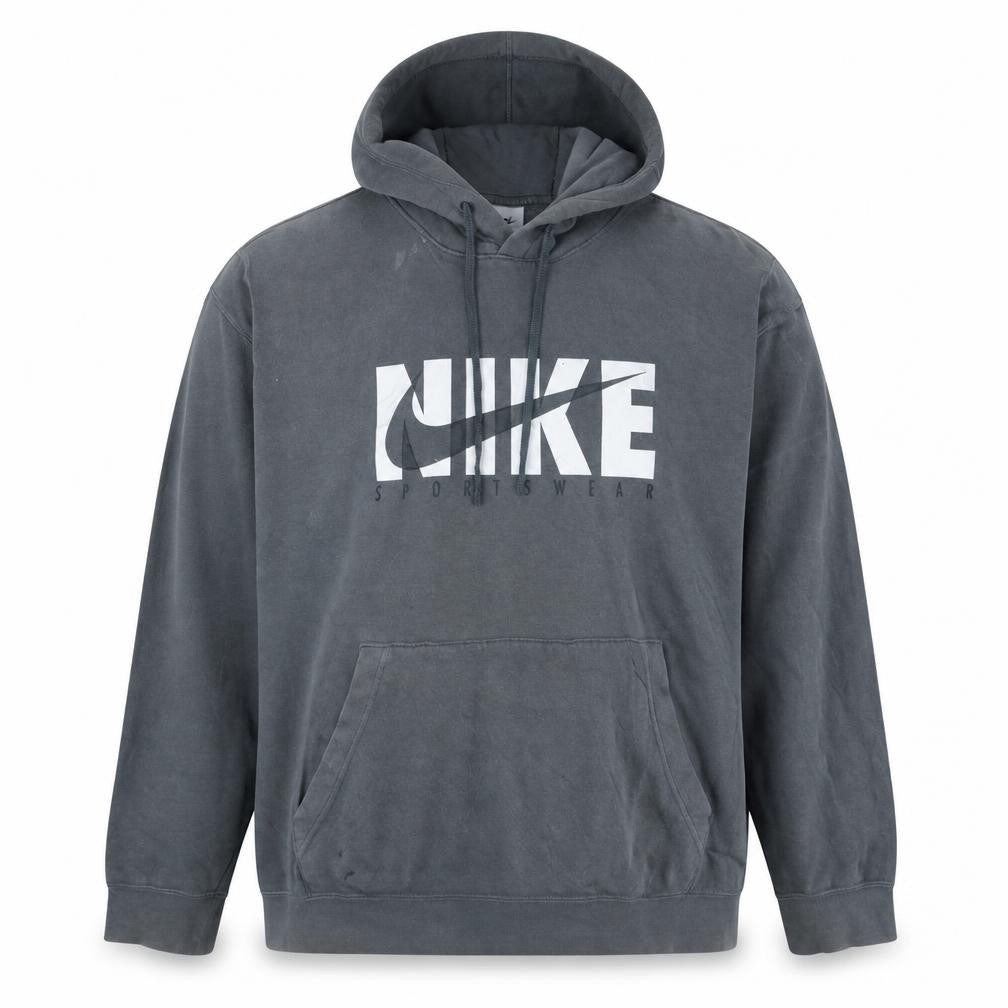 Nike Men Grey 2XL Pullover Hoodie Sportswear Fleece Graphic Print
