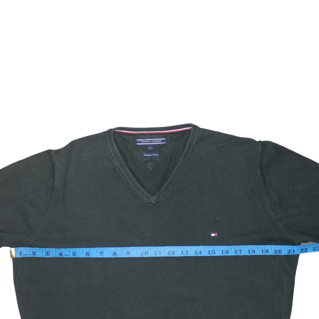 Tommy Hilfiger Men Black V-Neck Cotton Pullover Jumper M