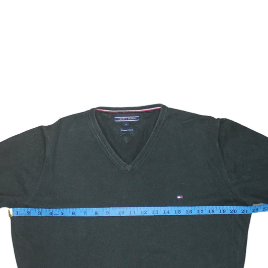 Tommy Hilfiger Men Black V-Neck Cotton Pullover Jumper M