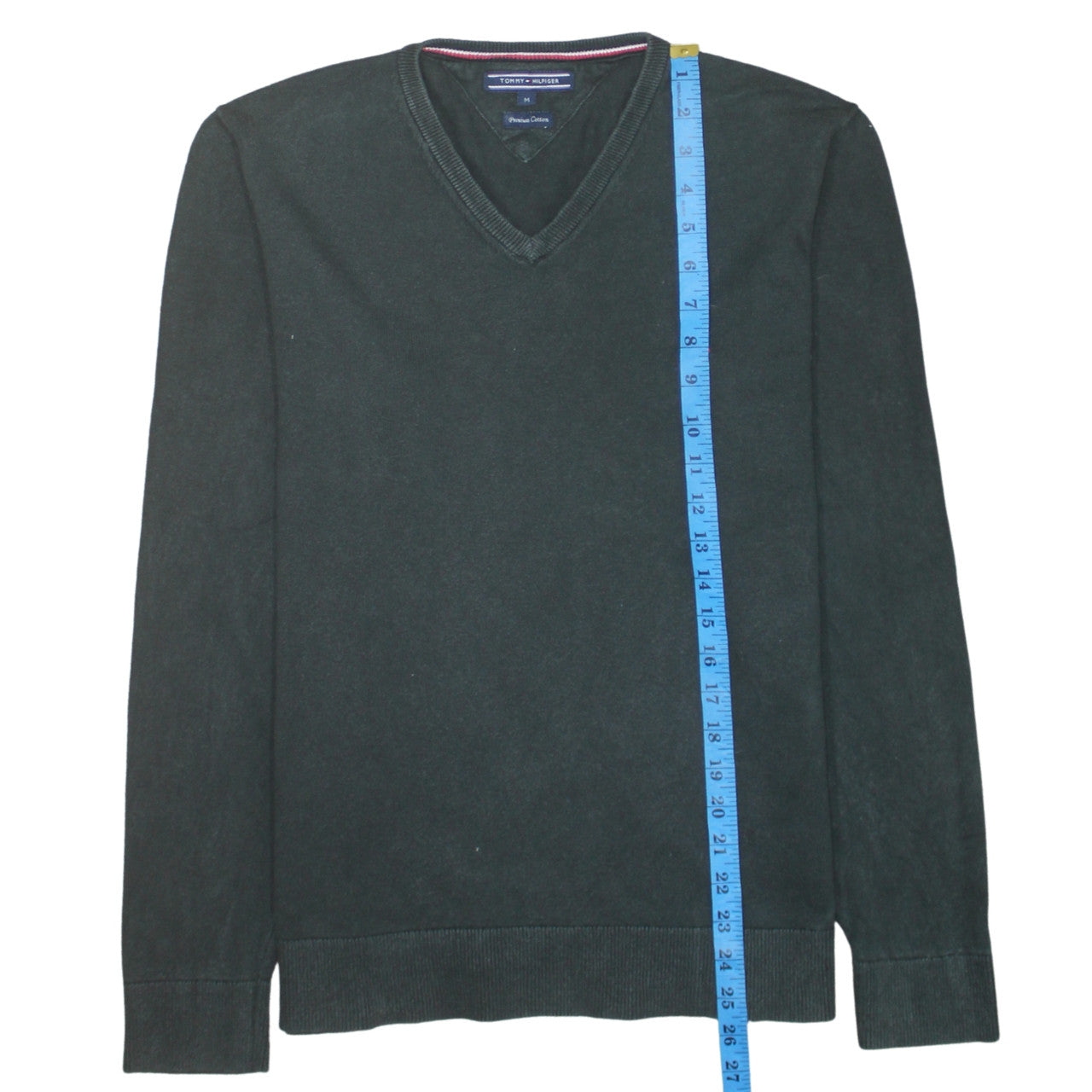 Tommy Hilfiger Men Black V-Neck Cotton Pullover Jumper M