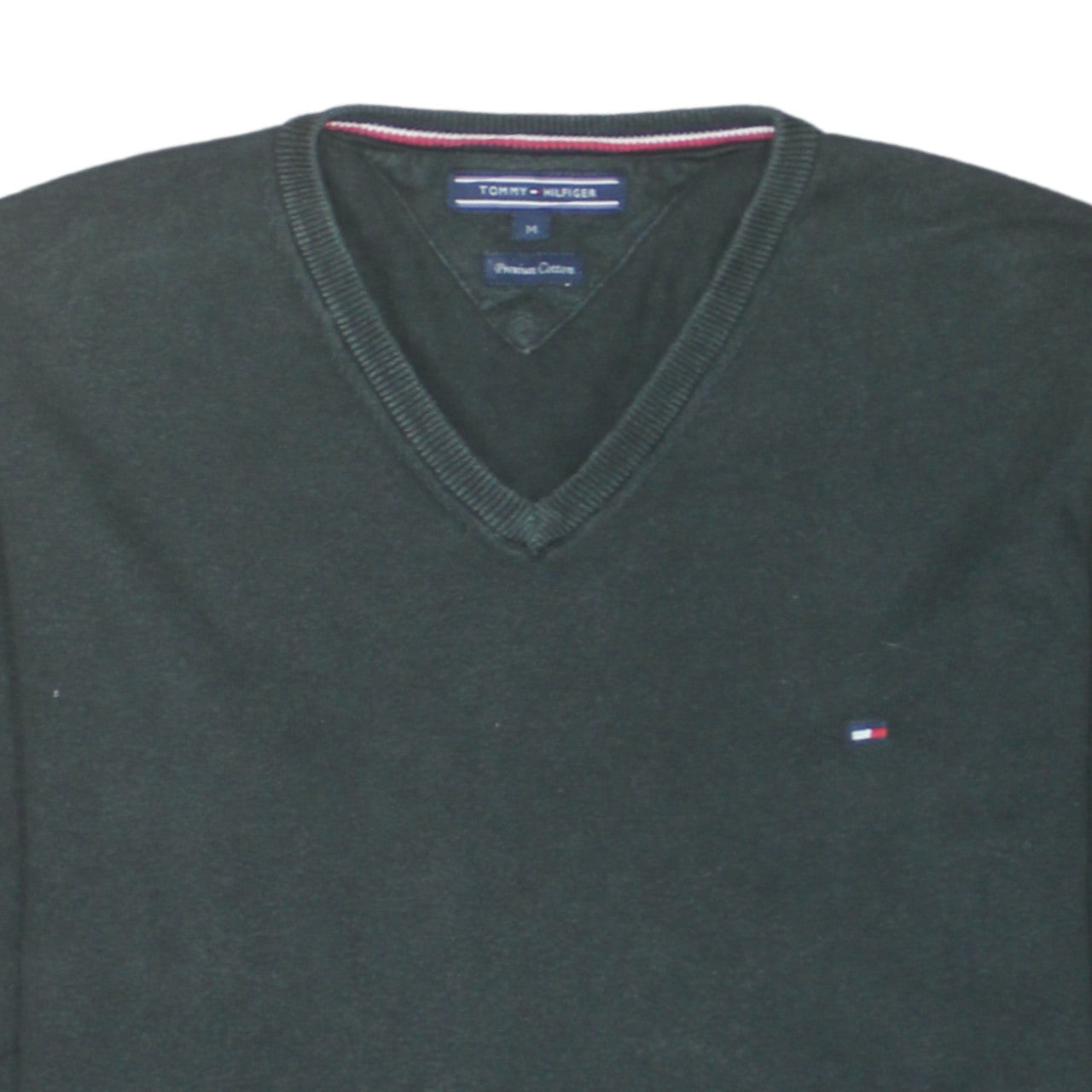 Tommy Hilfiger Men Black V-Neck Cotton Pullover Jumper M