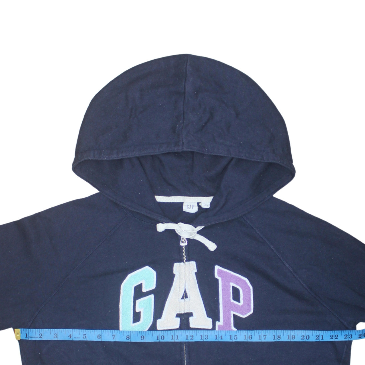 GAP Womens Navy Blue Full Zip Hoodie L Hooded Cotton Blend Sweatshirt