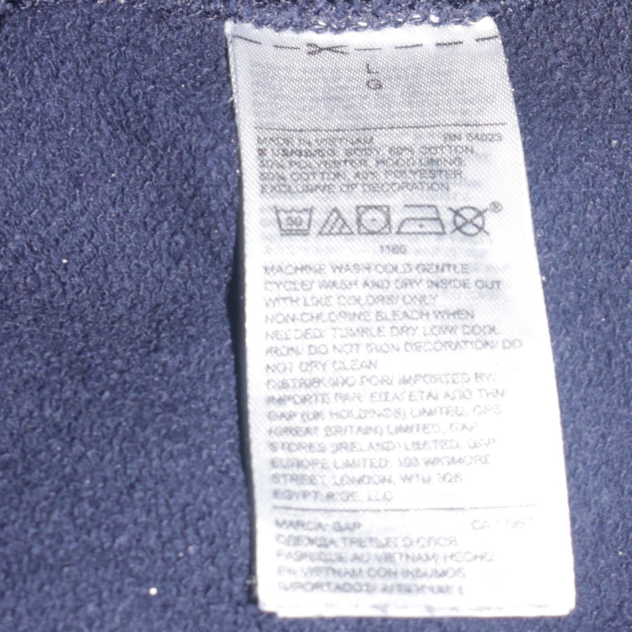 GAP Womens Navy Blue Full Zip Hoodie L Hooded Cotton Blend Sweatshirt