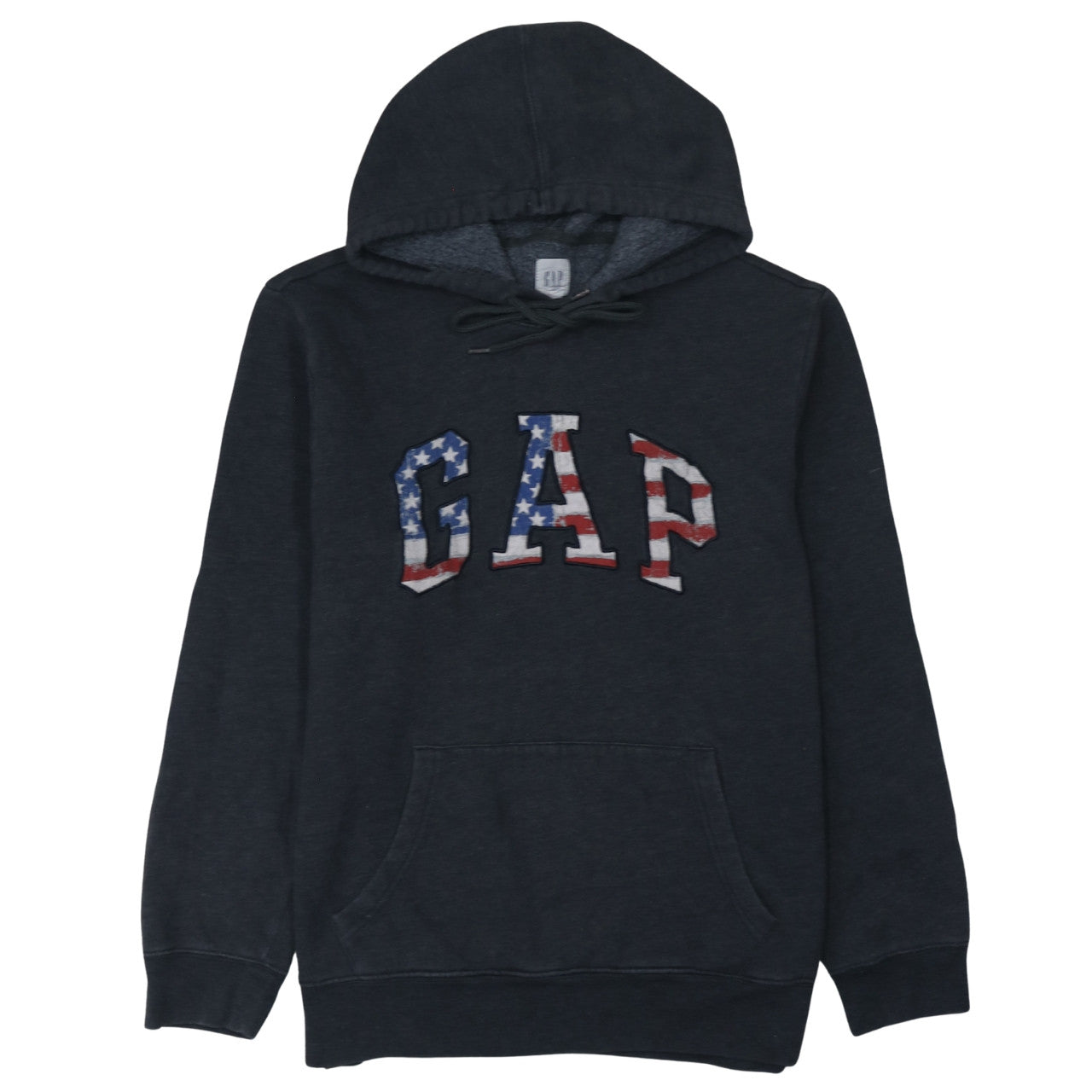 GAP Women's Black Pullover Hoodie American Flag Logo Size L
