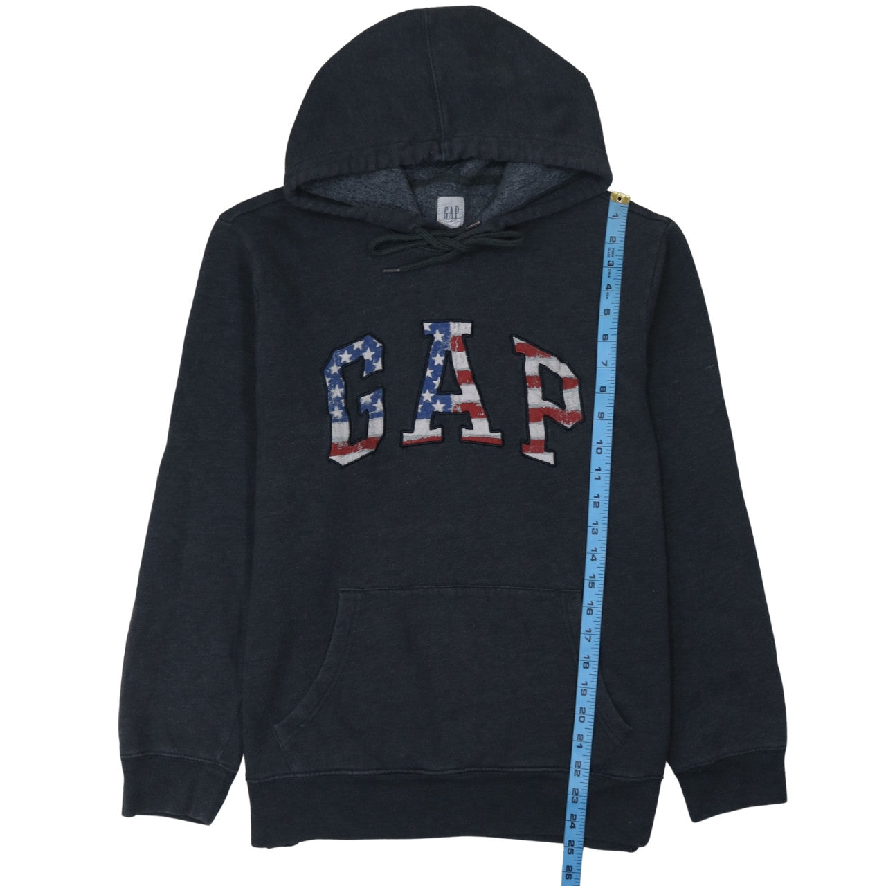 GAP Women's Black Pullover Hoodie American Flag Logo Size L