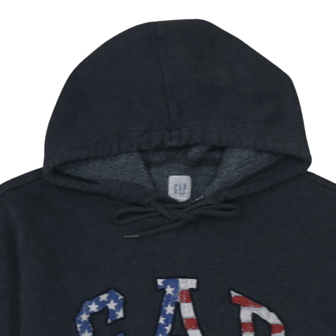GAP Women's Black Pullover Hoodie American Flag Logo Size L