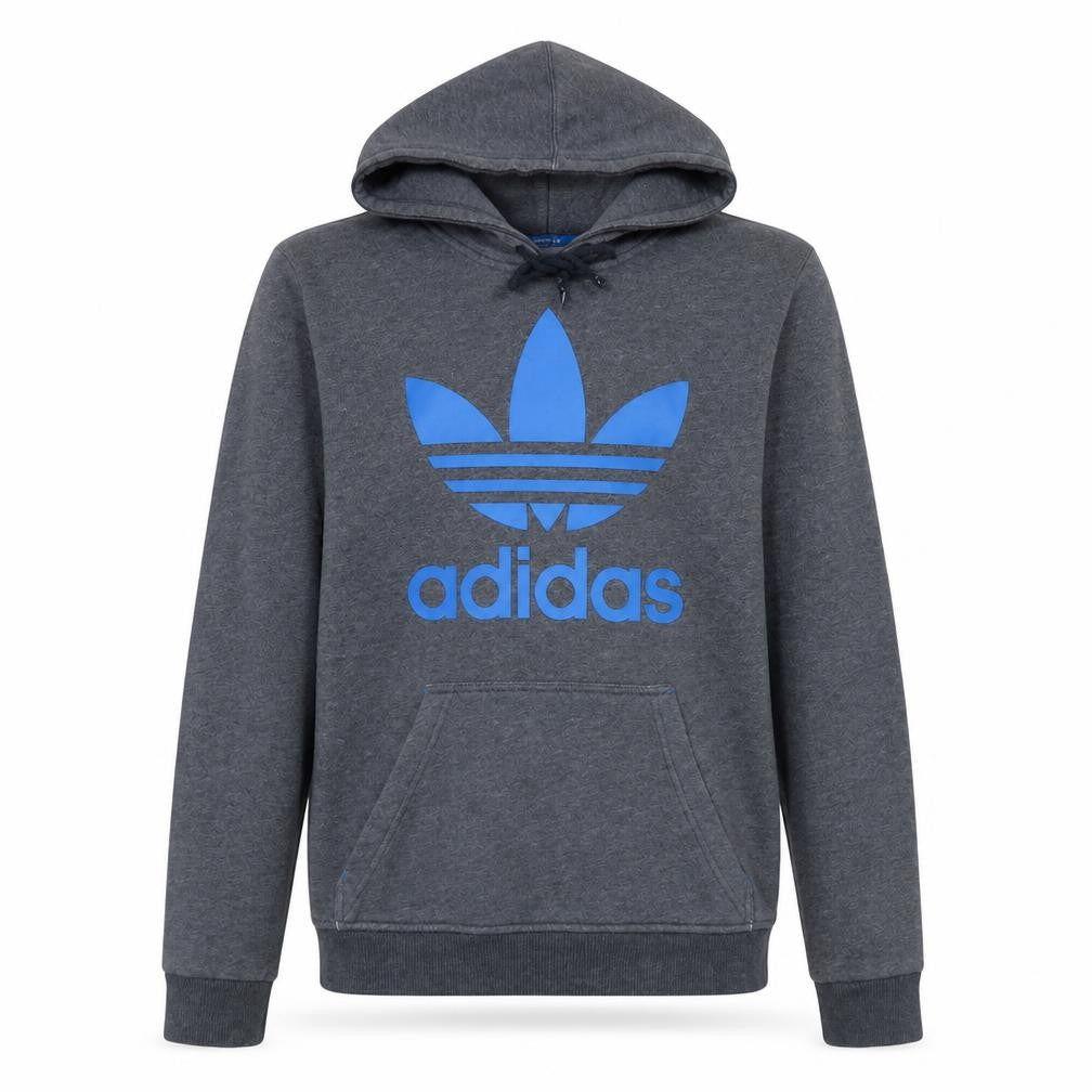 Adidas Men's Grey Pullover Hoodie Small Logo Fleece Sweatshirt
