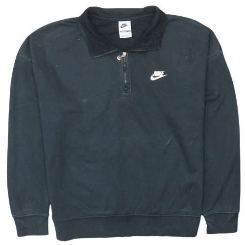Nike Womens Black Oversized 1/4 Zip Sweatshirt S Logo Pullover