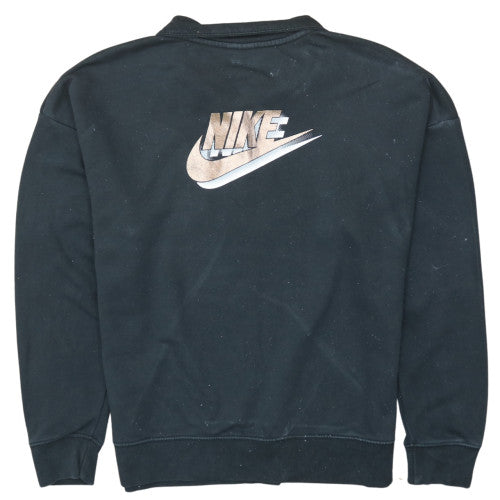 Nike Womens Black Oversized 1/4 Zip Sweatshirt S Logo Pullover