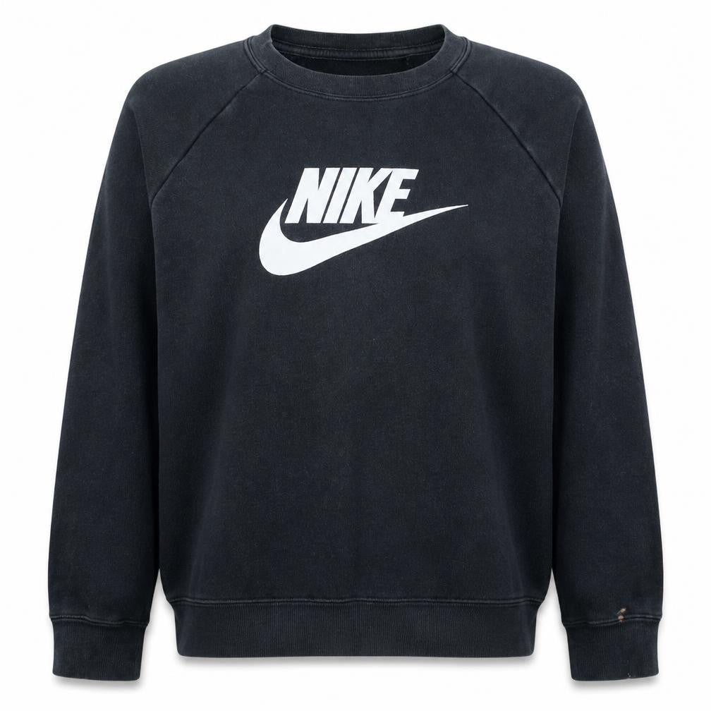 Nike Women Black XL Pullover Sweatshirt Crew Neck Cotton Blend Logo
