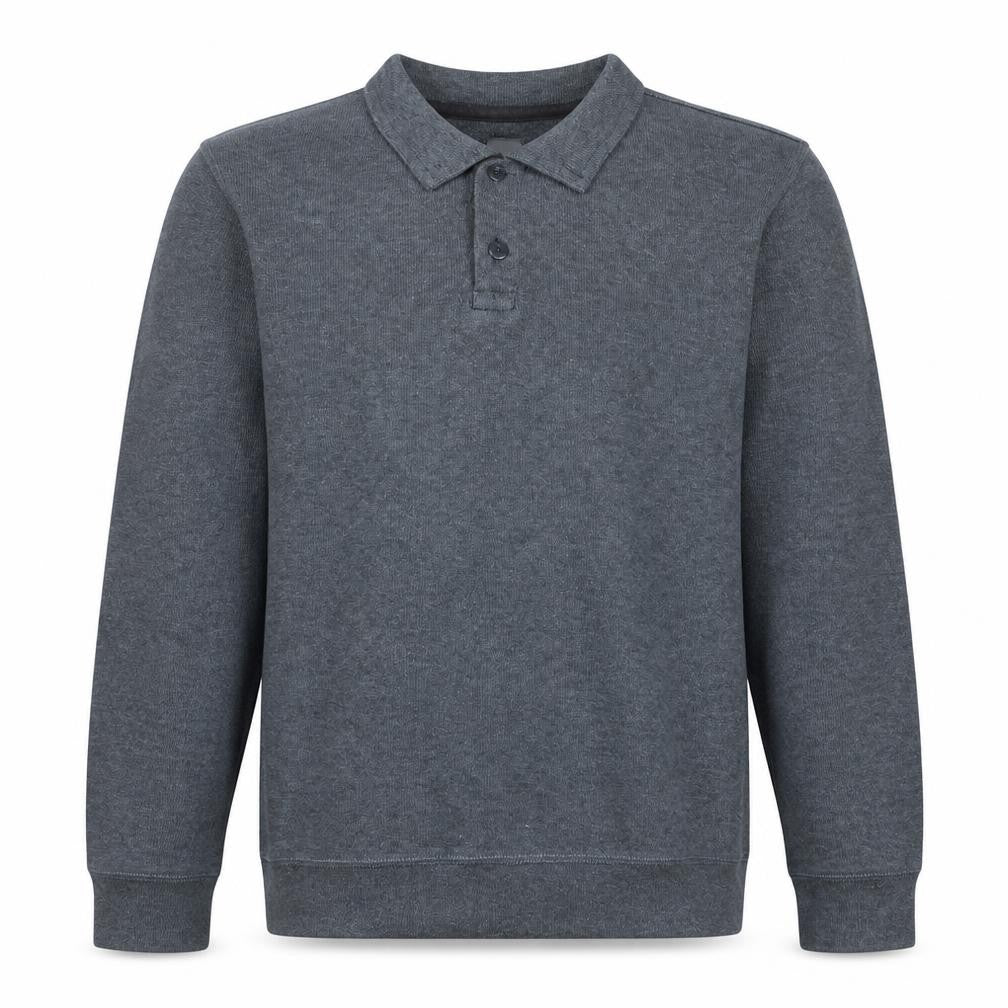Gap Mens Grey XXL Collared Henley Sweatshirt Long Sleeve Cotton
