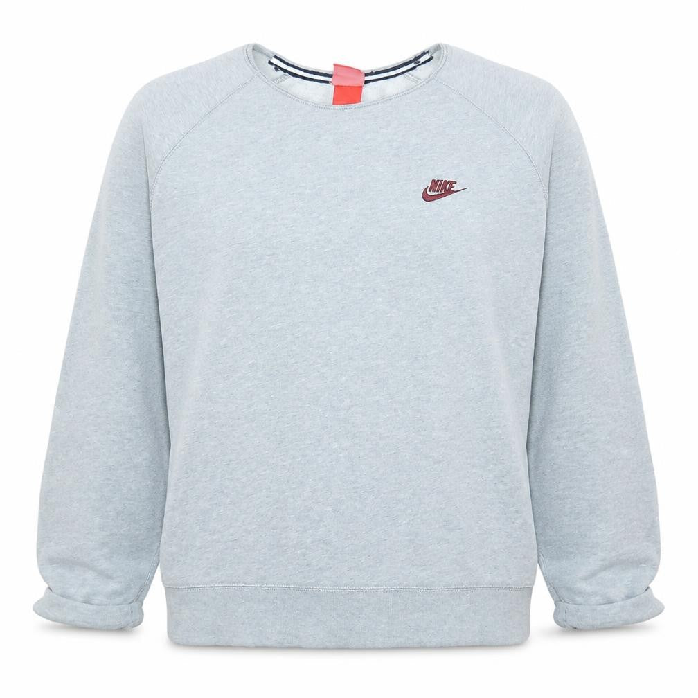 Nike Women Grey Crew Neck Pullover Sweatshirt L Cotton Blend Logo