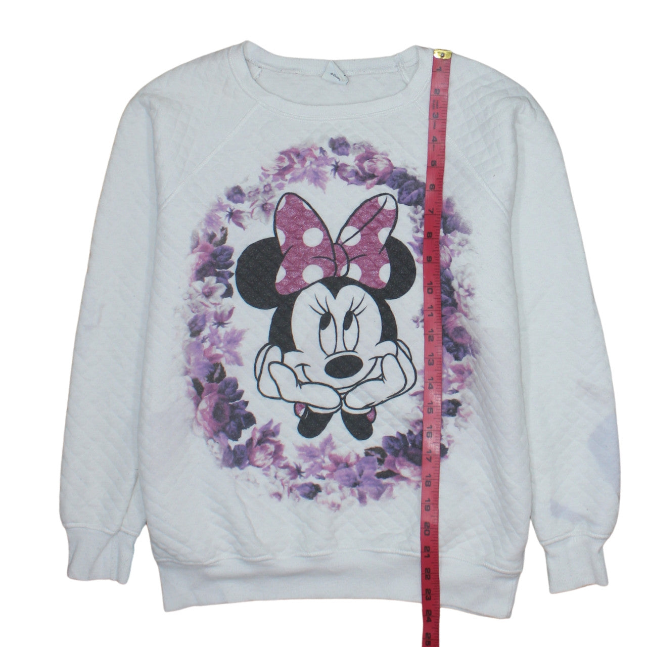 Disney Tu Women White Minnie Mouse Floral Sweatshirt Size 10