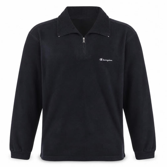 Champion Men's Black Fleece 1/4 Zip Sweatshirt L Regular Fit