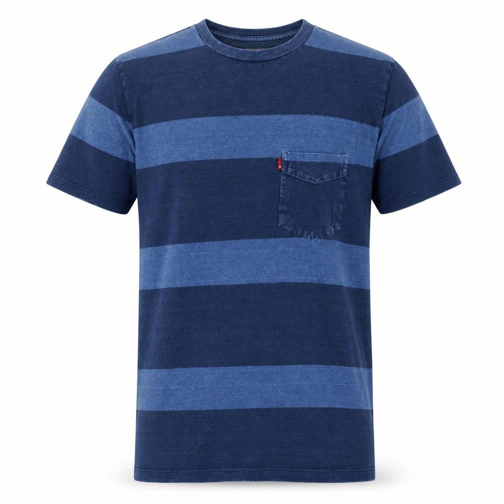 Levi's Men's Blue Striped Short Sleeve Cotton Crew Neck T-Shirt Size S