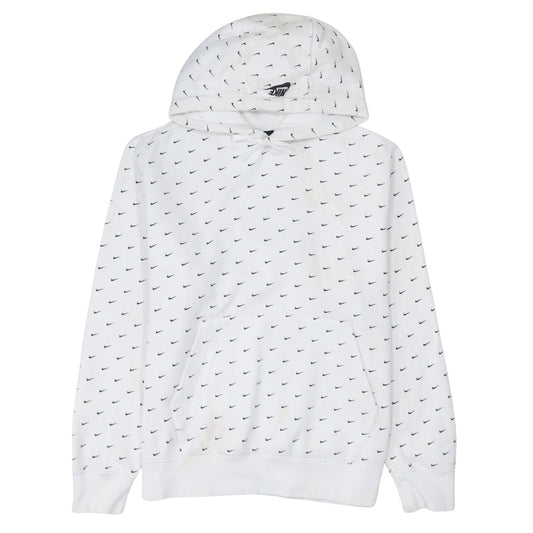 Nike Men's White Pullover Hoodie Size M Logo Print Sportswear