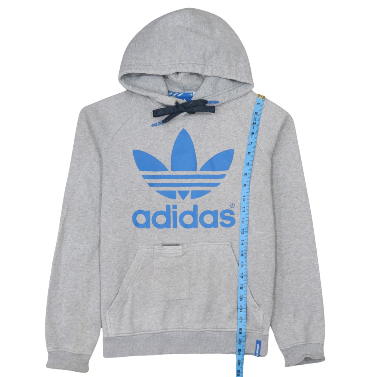 adidas Mens Grey Hoodie Medium Pullover Fleece Logo Sweatshirt