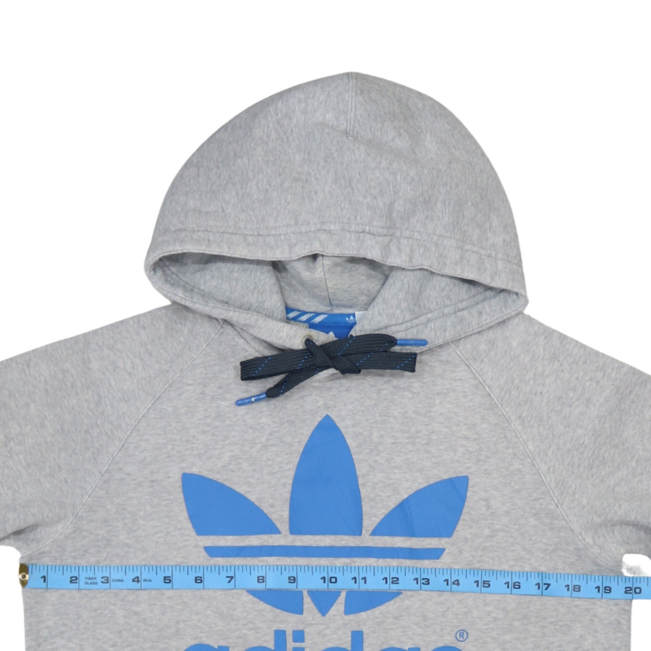 adidas Mens Grey Hoodie Medium Pullover Fleece Logo Sweatshirt