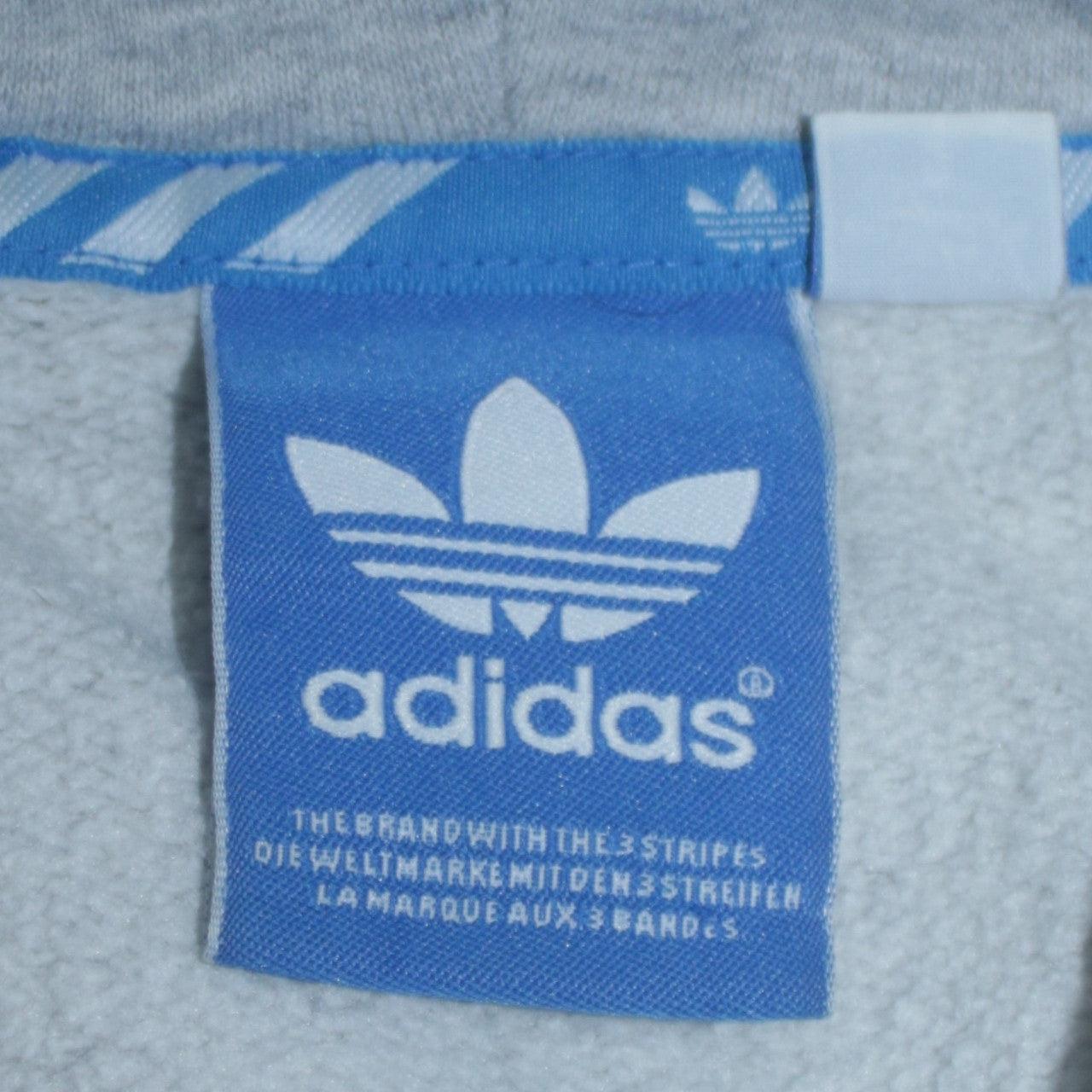 adidas Mens Grey Hoodie Medium Pullover Fleece Logo Sweatshirt