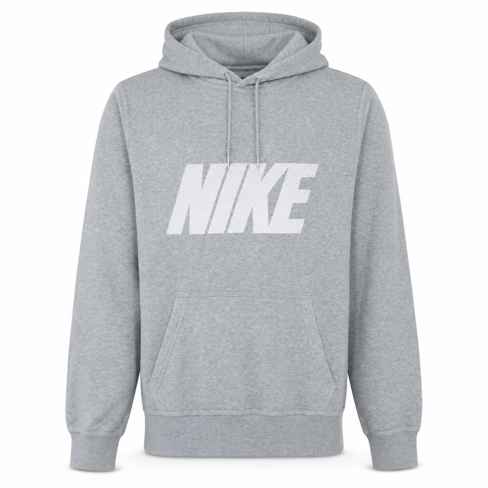Nike Men's Grey Pullover Hoodie Small Logo Graphic Sweatshirt