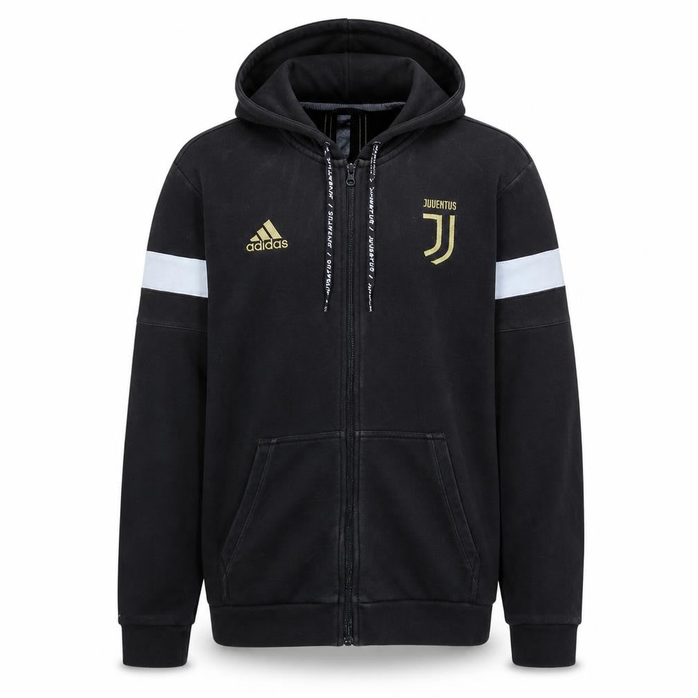 Front view of Adidas Men’s Black Juventus Full Zip Hoodie, size M, Sportswear