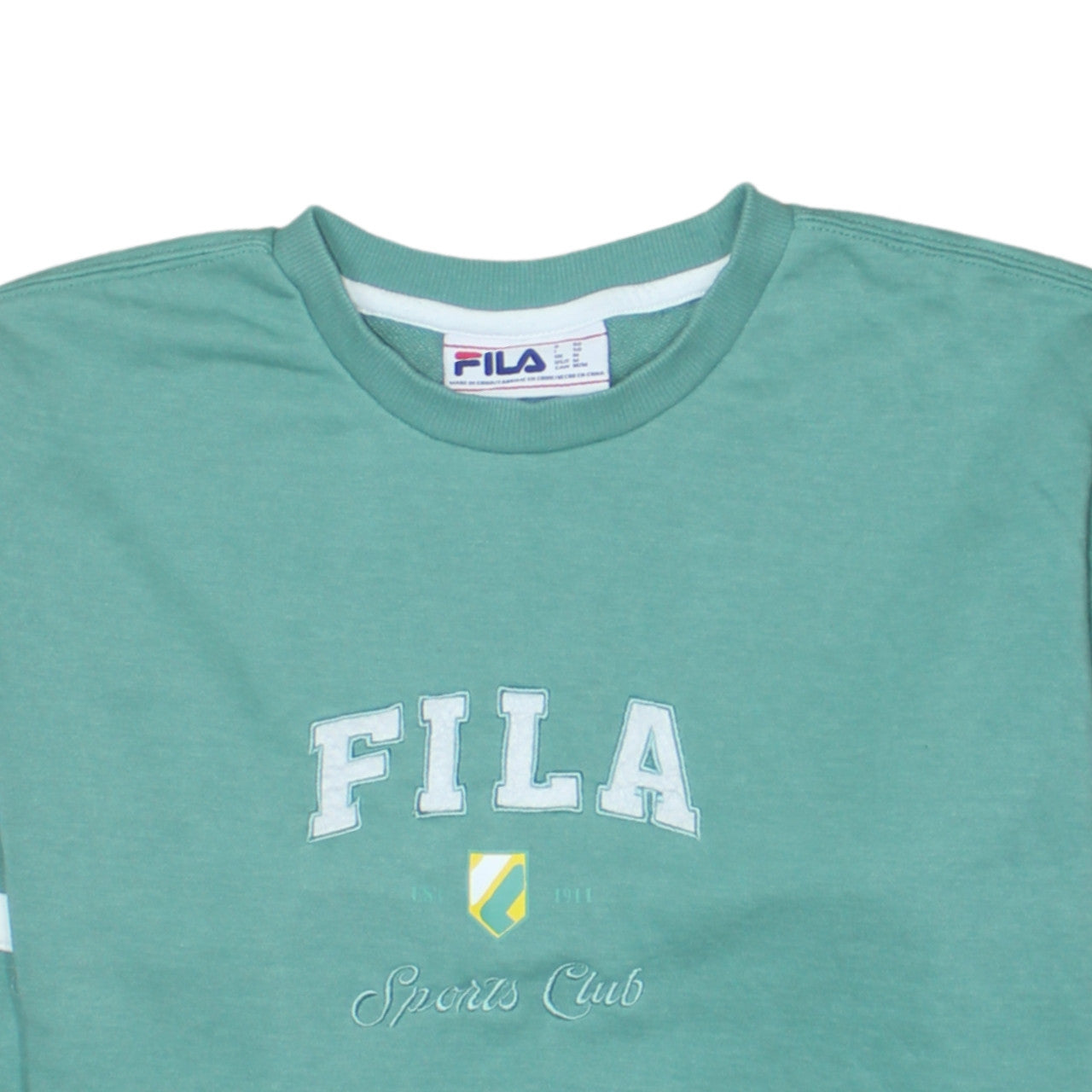 FILA Men's Green Crew Neck Sweatshirt M Logo Sports Pullover