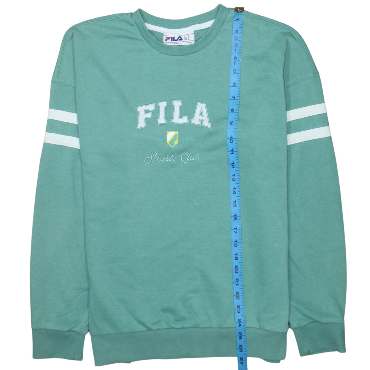 FILA Men's Green Crew Neck Sweatshirt M Logo Sports Pullover