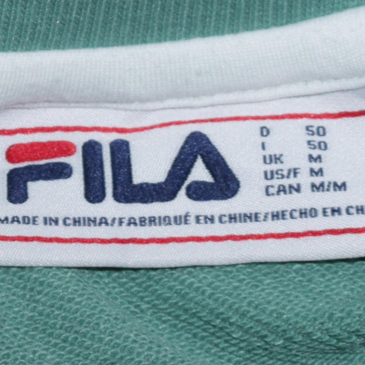 FILA Men's Green Crew Neck Sweatshirt M Logo Sports Pullover